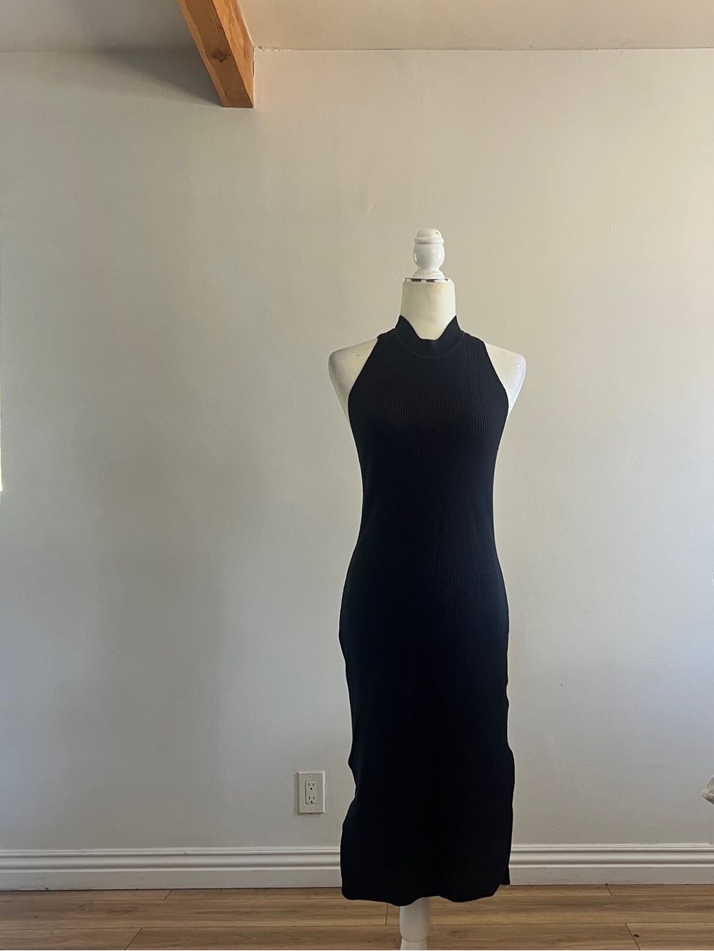 Abercombie & Fitch Black Ribbed Fitted Dress, Preppy, Punk, Boho, Western,